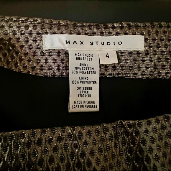 Max Studio Vintage Gold Pattern Mini Skirt, Size 4 - Picture 4 of 6